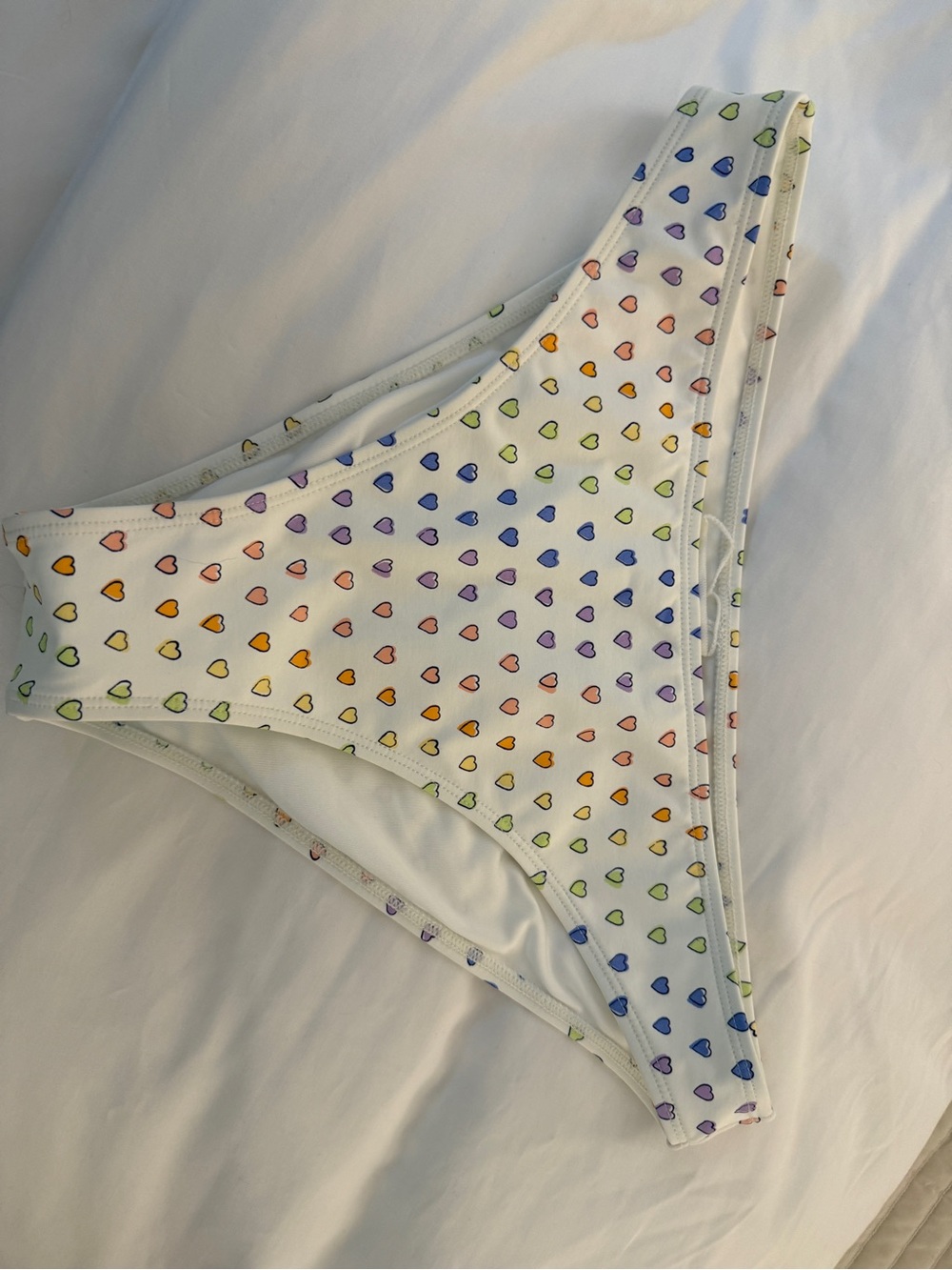 Roller Rabbit White Bikini Bottom with Rainbow Heart Print